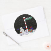 Sticker Rond Snowman & Pôle Nord - (Enveloppe)