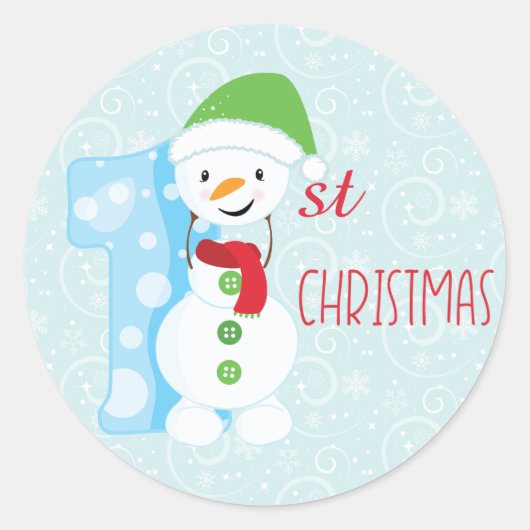 Sticker Rond Snowman Premier Noël (Devant)