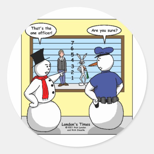Sticker Rond Snowman sans bruit Bunny Suspect Cadeaux et Tee - (Devant)
