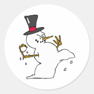 Sticker Rond Snowman Snowball Combat