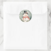 Sticker Rond Snowman Snowflakes et illustration de verdure (Sac)