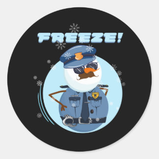 Sticker Rond Snowman Snowmen Police Cop Freeze