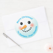 Sticker Rond Snowman Souriant cool Avec Nez De Carotte (Enveloppe)