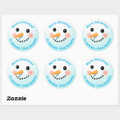 Sticker Rond Snowman Souriant cool Avec Nez De Carotte (Feuille)