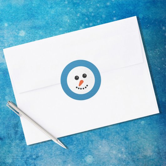 Sticker Rond Snowman souriant de Noël