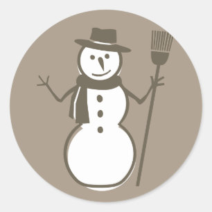 Sticker Rond Snowman, Taupe