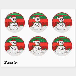 Sticker Rond Snowman Vintage arc-en-ciel Flèches rouge vert