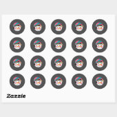Sticker Rond Snowman With Santa Hat And Leopard Pattern  (Feuille)