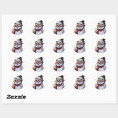Sticker Rond SnOwMaN WiTh SuNgLaSes (Feuille)