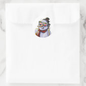 Sticker Rond SnOwMaN WiTh SuNgLaSes (Sac)