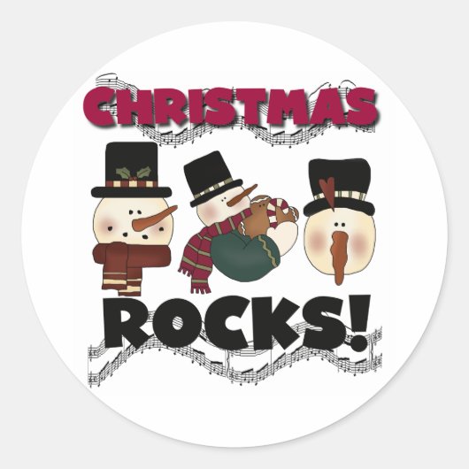 Sticker Rond Snowmen Noël Rocks Fêtes (Devant)