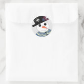 Sticker Rond Snowmen Souriant Avec Casquette Noir (Sac)