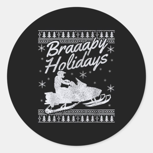 Sticker Rond Snowmobile Braapy Holidays Funny Braap Ugly Christ (Devant)