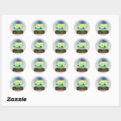 Sticker Rond Snowsglobe école bus Cadeaux de Noël (Feuille)