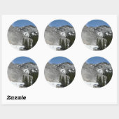 Sticker Rond Snowy Granite Domes I Yosemite National Park (Feuille)