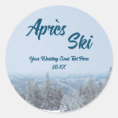 Sticker Rond Snowy Mountain Forest Apres Ski Mariage Event (Devant)