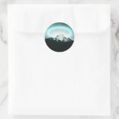 Sticker Rond Snowy mountain mysterious blue neon light (Sac)