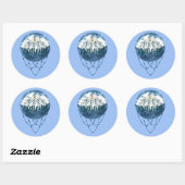 Sticker Rond Snowy Mountain Pine Tree Nature Adventure Extérieu (Feuille)