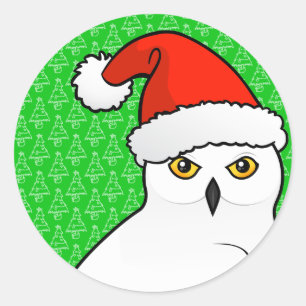 Sticker Rond Snowy Owl Père Noël