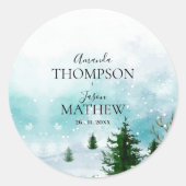 Sticker Rond Snowy Snowflakes Frosty Mariage d'hiver (Devant)