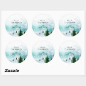 Sticker Rond Snowy Snowflakes Frosty Mariage d'hiver (Feuille)
