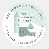 Sticker Rond Snowy Village Return Address (Devant)