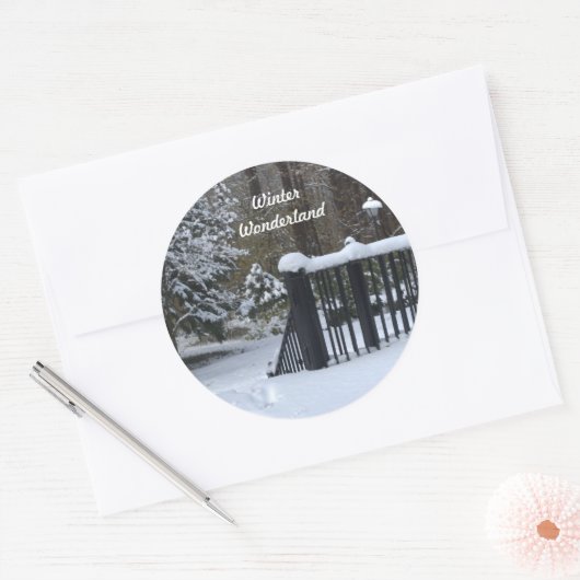 Sticker Rond Snowy Winter Wonderland Empreintes (Enveloppe)
