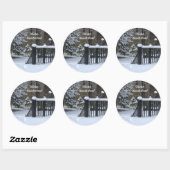 Sticker Rond Snowy Winter Wonderland Empreintes (Feuille)
