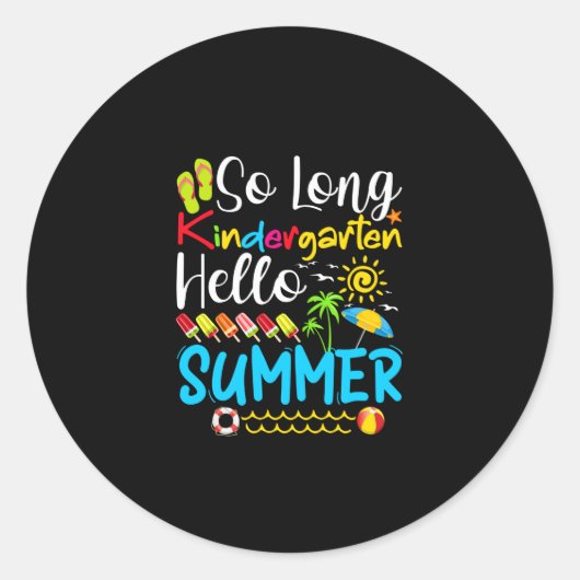 Sticker Rond So Long Kindergarten Hello Summer (Devant)