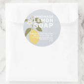 Sticker Rond Soap au citron artisanal moderne Botanique Bleu (Sac)
