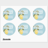 Sticker Rond Soap au citron artisanal moderne Botanique Bleu (Feuille)