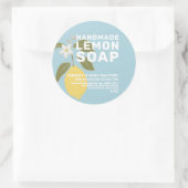 Sticker Rond Soap au citron artisanal moderne Botanique Bleu (Sac)