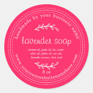 Sticker Rond Soap Diva de Lavande fait main rustique rose