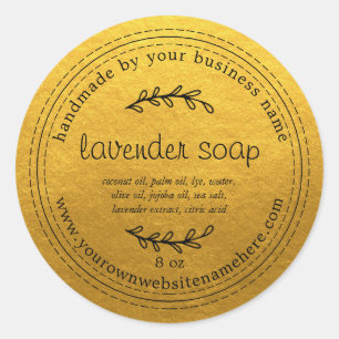 Sticker Rond Soap Gold de Lavender fabriqué à la main
