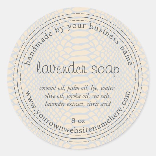 Sticker Rond Soap lavande artisanal Pastel Blue Snake Motif (Devant)