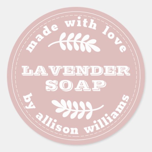 Sticker Rond Soap Lavande Personnalisé Rose Argent (Devant)