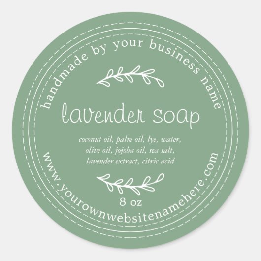 Sticker Rond Soap Lavande Rustique fait main Vert (Devant)