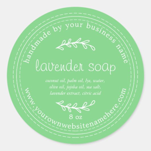Sticker Rond Soap Lavande Rustique fait main Vert (Devant)