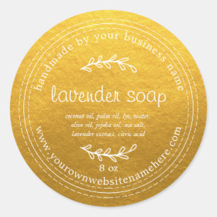 Sticker Rond Soap Or Rustique De Lavande Faite À La Main