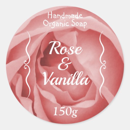 Sticker Rond Soap Rose et vanille (Devant)