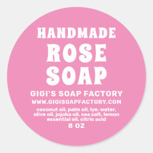 Sticker Rond Soap rose Rose artisanal moderne
