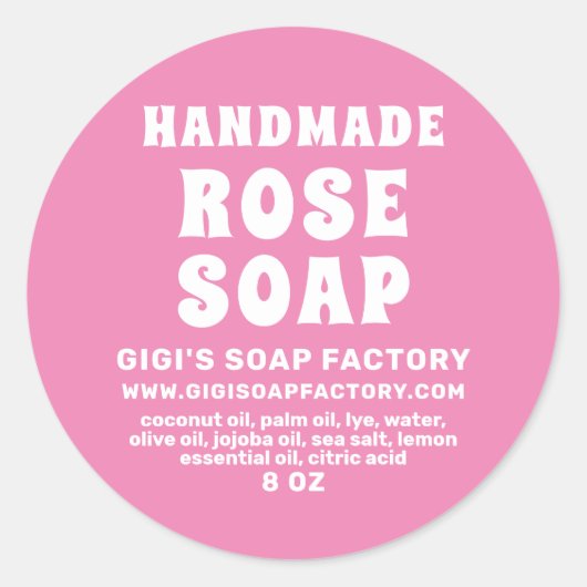 Sticker Rond Soap rose Rose artisanal moderne (Devant)