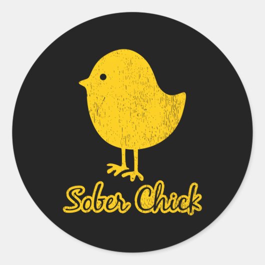 Sticker Rond Sober Chick Sobriété (Devant)