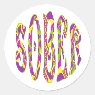 Sticker Rond SOBER Retro 60's Art Psychedelic