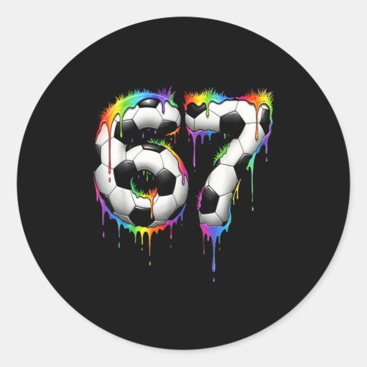 Sticker Rond Soccer 67 Six Seven Funny Gen Alpha Meme Rainbow D (Devant)
