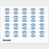 Sticker Rond Soccer Ball on Light Blue and White Background (Feuille)