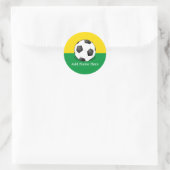 Sticker Rond Soccer Ball on Yellow and Green Background (Sac)