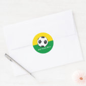 Sticker Rond Soccer Ball on Yellow and Green Background (Enveloppe)
