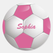 Sticker Rond Soccer Ball Pink and White (Devant)