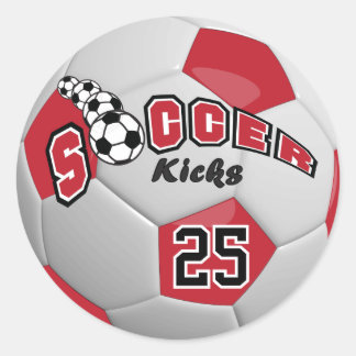 Sticker Rond Soccer Ball Players Kicks |  Dark Red
